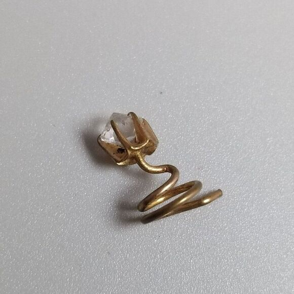 Antique Gold Tone Glass Rhinestone Spiral Dress Shirt Button Stud Vintage Estate - Picture 3 of 7